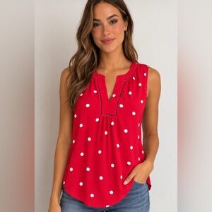 LOFT Red tank with white polka dots. Size S.